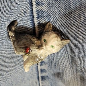 Ceramic Cat with a Lady Bug